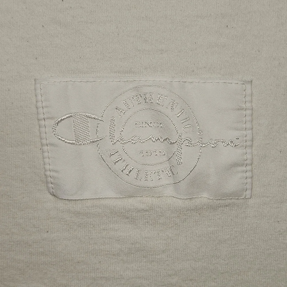 Champion T-Shirt Mens XL Off-White Good Short Sleeve Crew Neck Embroidered Patch - Picture 6 of 14